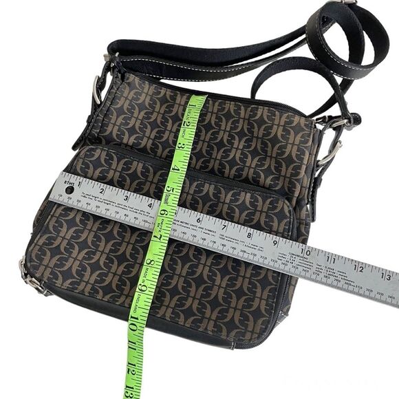 FOSSIL Crossbody Bag Signature Logo Canvas Adjustable Leather Strap Leather Trim - Picture 2 of 8